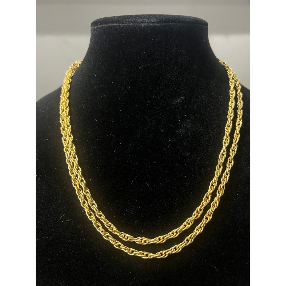 Vtg Givenchy Gold Tone Long Rope Chain Necklace 4G Logo Clasp Designer Runway - Picture 3 of 5